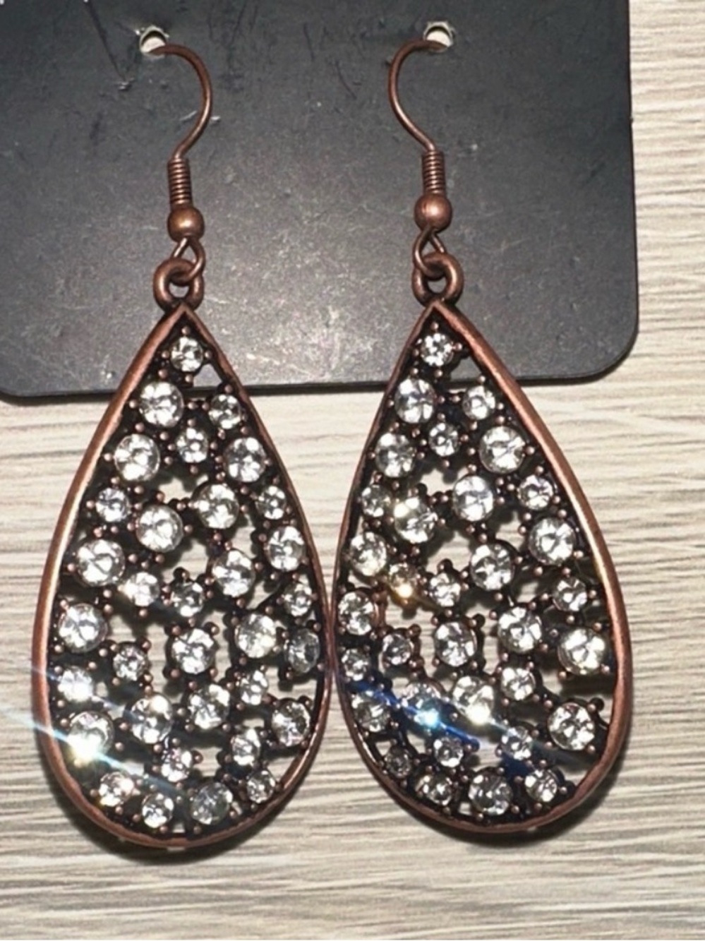Paparazzi Copper and Silver Sparkle Teardrop Earrings